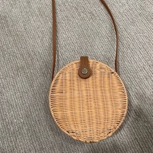 Zara Basics Round Raffia Crossbody Bag
